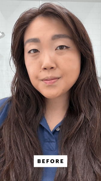 Lee before applying the Bumble  Bumble Thickening High Drama Styling Foam